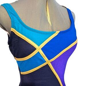 Women's Vintage Longitude color‎ block swimsuit Size 10